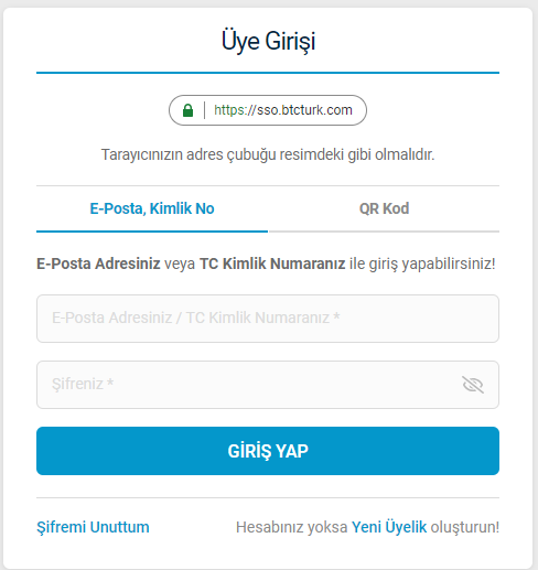 BtcTurk Giriş